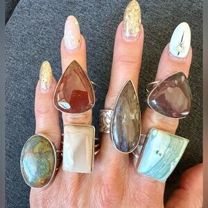 925 You Choose! Agate or Jasper Ring - all size 9.5